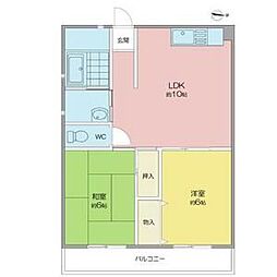 グレーシャス 2階2LDKの間取り