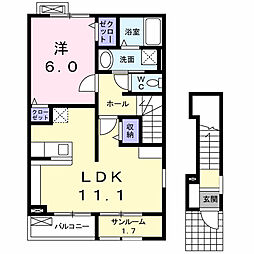 エブリィワン 1LDKの間取図画像