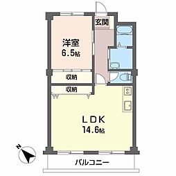 ブルースカイマンション 2階1LDKの間取り