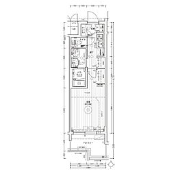エステムコート名古屋ライブゲート 1005・1504号室キャンペー 1Kの間取図画像