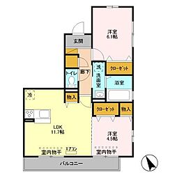 JR鹿島線 鹿島神宮駅 12.4kmの賃貸アパート 2階2LDKの間取り
