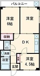 プリンシパル羽村 2階3DKの間取り