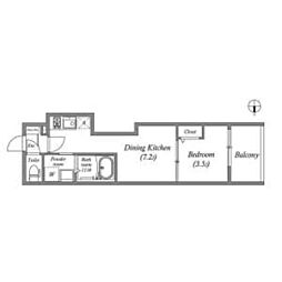 ハーモニーテラス太秦一ノ井町 2階1DKの間取り