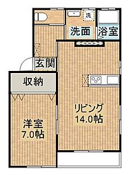 Ｍ’ｓ　ｔｗｏ（エムズツー） 2階1LDKの間取り