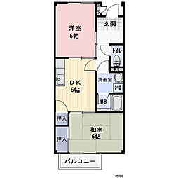 Surplus塚本A 2階2DKの間取り