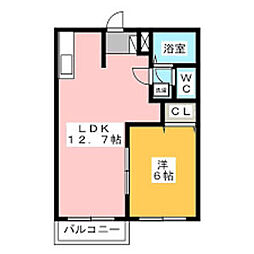 エルディムムトウA 1階1LDKの間取り