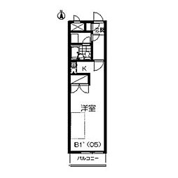 エスパシオ大町 4階ワンルームの間取り
