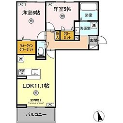 ランドマーク 2階2LDKの間取り