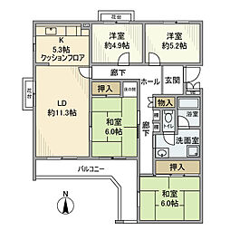 エステート上水本町6号棟 3階4LDKの間取り