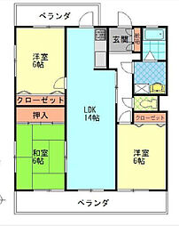サザンブライト羽田 3階3LDKの間取り