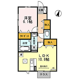 メゾン プラック 1階1LDKの間取り