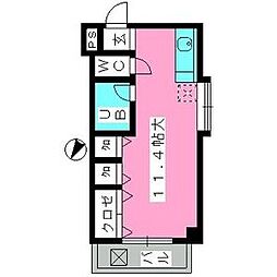 インペリアルヒルズ高宮 ワンルームの間取図画像