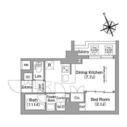 コンフォリア東葛西 2階1DKの間取り