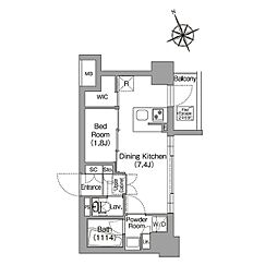 コンフォリア東葛西 2階1DKの間取り