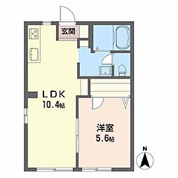 サンコート出北 1階1LDKの間取り