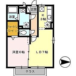 パンシオーネ 1階1LDKの間取り