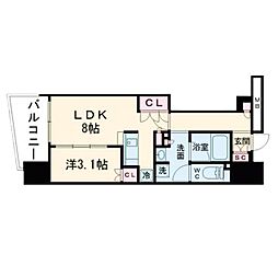コンフォリア・リヴ本町WEST　Q 16階1LDKの間取り