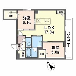 Ｒｅｆｉａｎｔ東谷山 2階2LDKの間取り