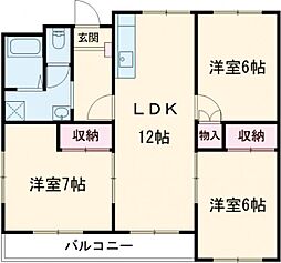 サルヴァトーレ大牟田 3階3LDKの間取り