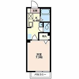 フレグランスＫＥＮ 2階1Kの間取り