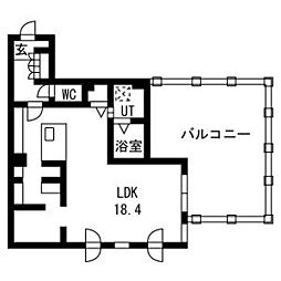 ピオネロ月寒 5階ワンルームの間取り