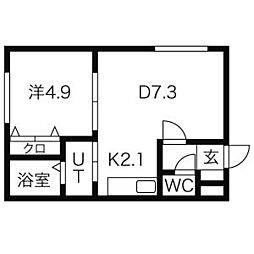 アニバーサリー16 3階1DKの間取り