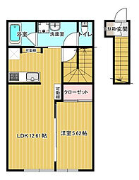 JERICHO A 2階1LDKの間取り