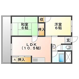 AAビル 4階2LDKの間取り