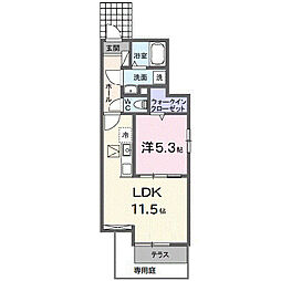 高崎市倉賀野町アパート 1LDKの間取図画像