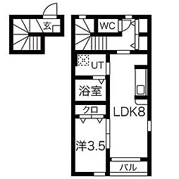 JR東北新幹線 古川駅 徒歩14分の賃貸アパート 2階1LDKの間取り