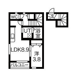 オリーブ5番館 2階1LDKの間取り