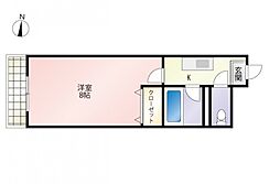 コンフォートＮビル 6階1Kの間取り