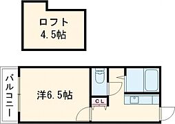 JR豊肥本線 東海学園前駅 徒歩18分の賃貸アパート 2階1Kの間取り