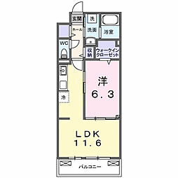 伊勢崎市今泉町1丁目アパート 1LDKの間取図画像
