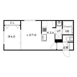 シティレジデンス福住 1階1LDKの間取り