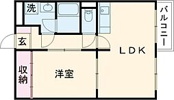 サンプラザ南京終 3階1LDKの間取り