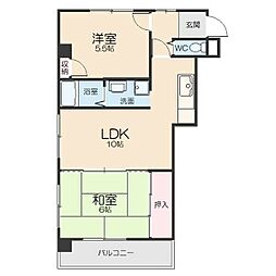 向が丘ハイツ 5階2LDKの間取り