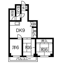 NTビル白壁 3階3DKの間取り
