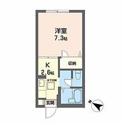 JR東北新幹線 古川駅 徒歩24分の賃貸アパート 1階1Kの間取り