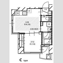 フェリシダ五橋 5階1LDKの間取り