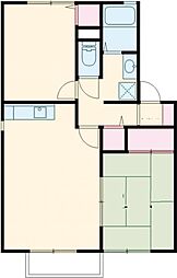 エメロード 1階2LDKの間取り
