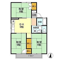 プレジール三城　A棟 1階3DKの間取り