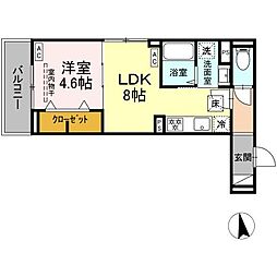 セレスティア亀有 1階1LDKの間取り