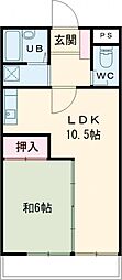 ヴェルテ東青梅 3階1LDKの間取り