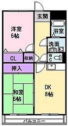 マンションウメノ 2DKの間取図画像
