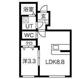 JR陸羽東線 塚目駅 徒歩11分の賃貸アパート 1階1LDKの間取り