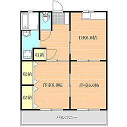 Do城南B棟 3階2DKの間取り