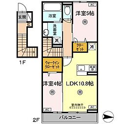 グランフォレ白藤 2階2LDKの間取り