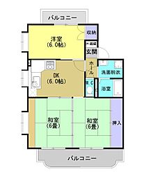 ベルメゾン・サチＡ 2階3DKの間取り