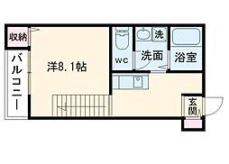 ウェルフォア壱番館 1階ワンルームの間取り
